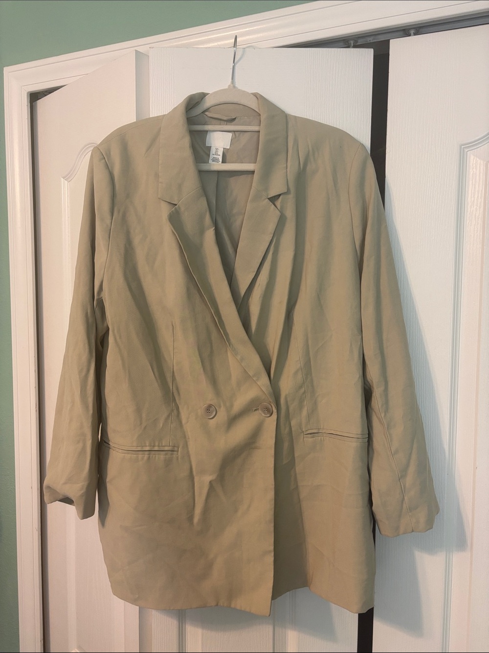 H&M Beige Double-Breasted Blazer Jacket